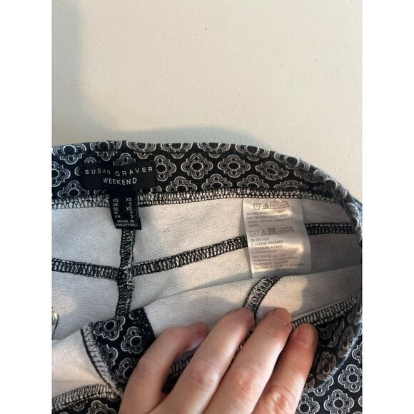 Susan Graver Weekend Novelty Print Navy White Sz XS Pull On Pant Stretchy Elasti - Picture 5 of 7